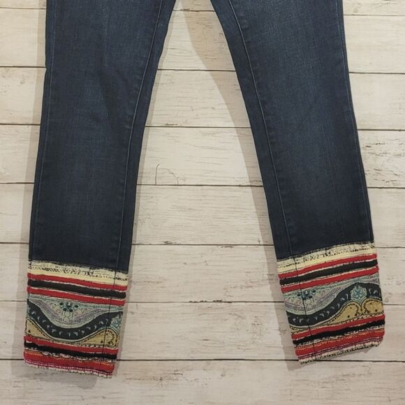 Pilcro And The Letterpress Jeans Anthropologie Crop Patchwork Hem Size 26 - Picture 6 of 16